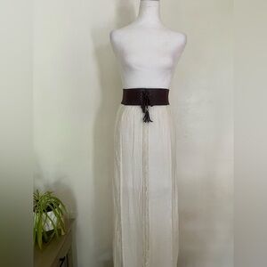 XL (15/17) White Maxi Skirt-Festival, Western Chic, Laced Romantic, Boho Style